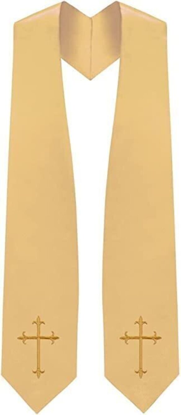 1253 Choir Stole with Crosses Antique Gold